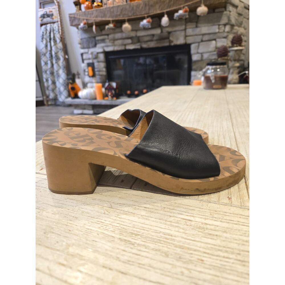 See By Chlo Women's Essie Black Leather Block-Heel Mules Size 6.5